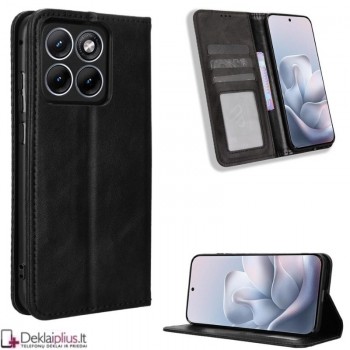 Dirbtinės odos atverčiamas dėklas su skyreliais - juodas (Motorola Edge 70 Fusion)